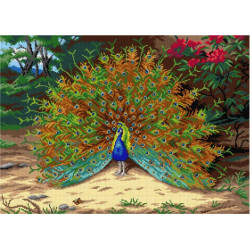 Tapestry canvas Peacock and Peacock Butterfly (after Archibald Thorburn) 50x70 SA3117