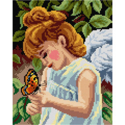 Gobelin-Leinwand Gobelin-Leinwand Engel mit Schmetterling 24x30 SA3121