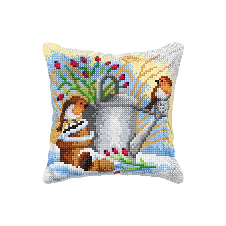 Pagalvėlė Paukščiai ant laistytuvos 40x40cm SA99049