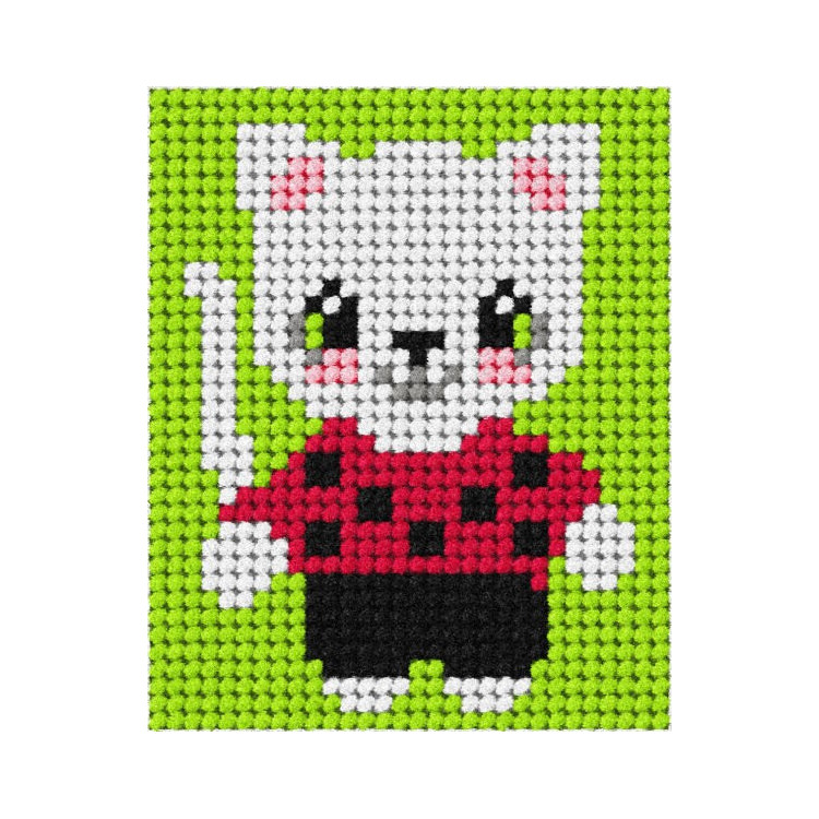 Half stitch / Needlepoint White cat SA9747