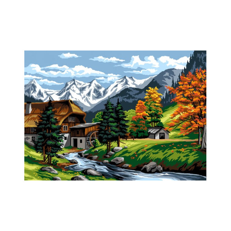 Tapestry canvas Mountain Landscape with a Watermill 50x70 SAC117