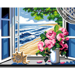 Gobeleno drobės langas su vaizdu į jūrą 40 x 50 SAC121