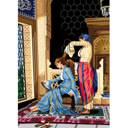 Tapestry canvas after Osman Hamdi Bey  - Girl Having Her Hair Combed 50x70 SAC123