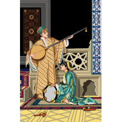 Tapestry canvas after Osman Hamdi  Bey - Two Musicians Girls 40x60 SAC125
