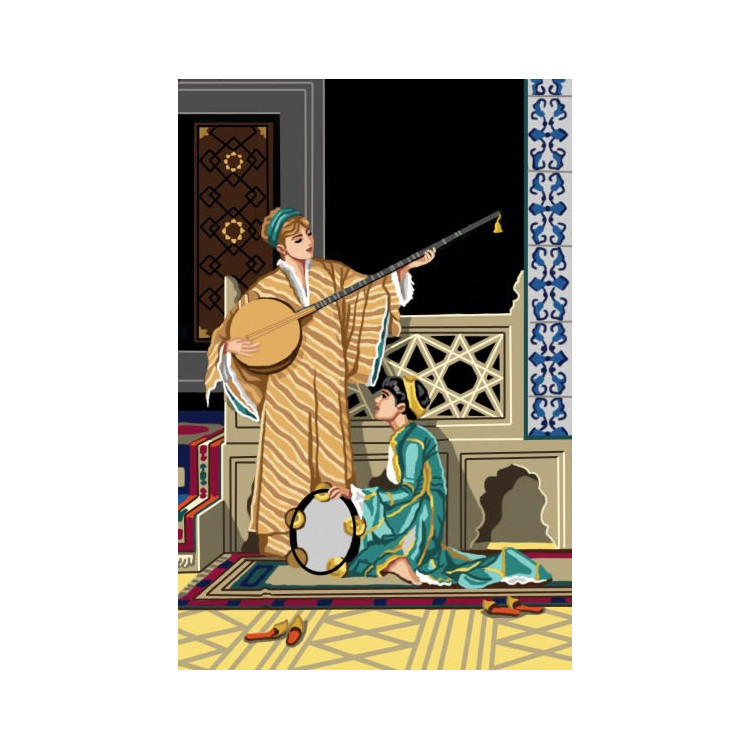 Gobeleno drobė pagal Osmaną Hamdi Bey – dvi muzikantės merginos 40 x 60 SAC125