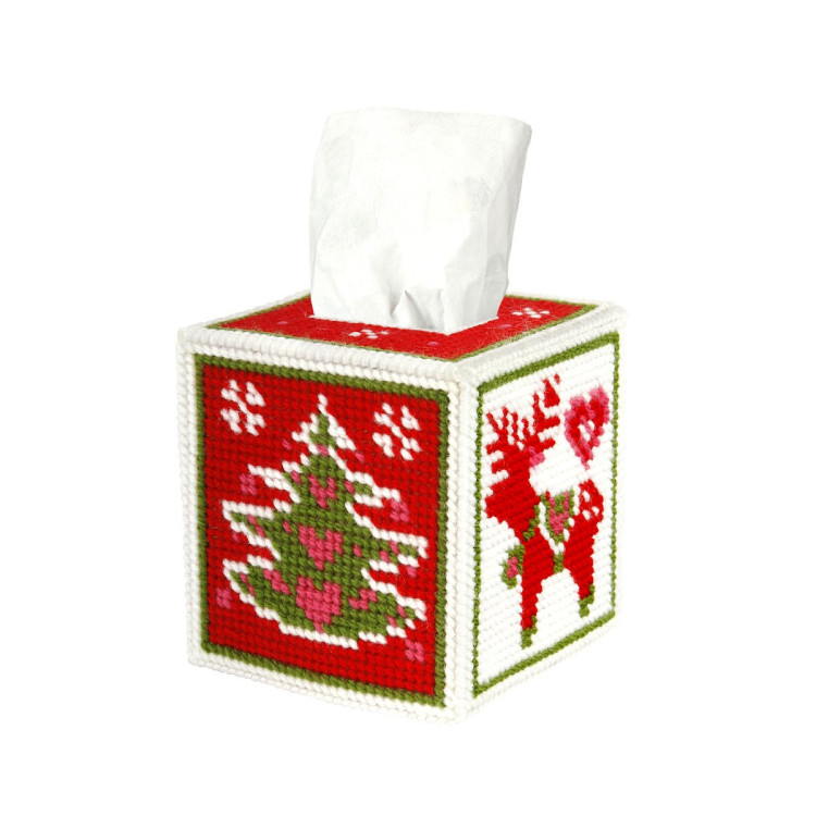 Tissue box cover  Needlepoint kit Christmas time SA5104