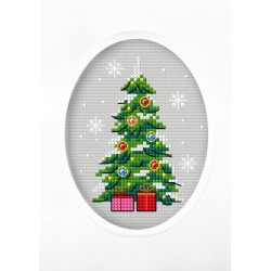 Handgefertigte Kreuzstichkarte - Weihnachtsbaum SA6284