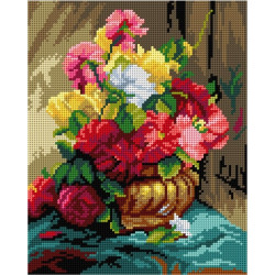Gobelin-Leinwand Blumenstück in Vase (nach Georges Jeanin) 24x30 SA3283
