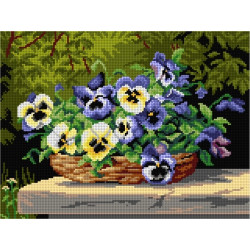 Tapestry canvas Basket with Pansies 30x40 SA3287