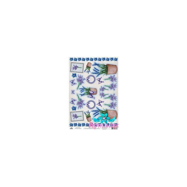 Rice card for decoupage "Lavender in pots" 21x29 cm AM400184D