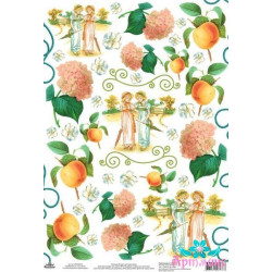 Rice card for decoupage old motives "Girls, hydrangeas, peaches" size: 21*30 cm AM400233D