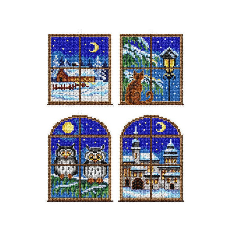 Cross-stitch kit Winter windows SA7652