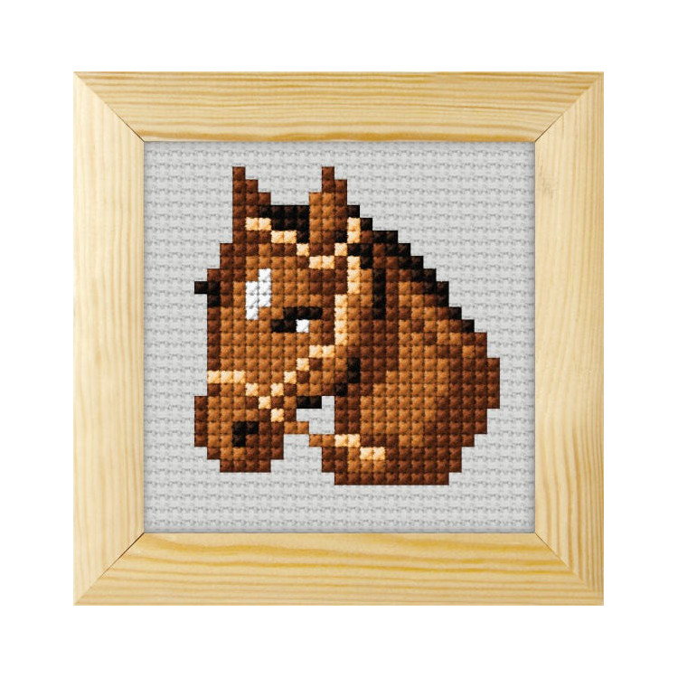 Cross-stitch kit with frame Horse SA7734