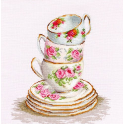 (Discontinued) Counted cross stitch kit 3 Stacked Tea Cups 25x28.5 cm SBA2323