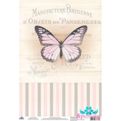 Rice card for decoupage "Vintage motives, butterfly number 7"  size: 21*30 cm AM400395D