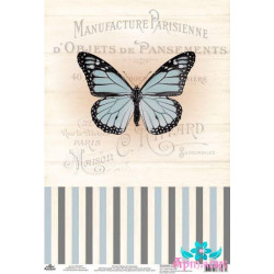 Rice card for decoupage "Vintage motives, butterfly number 10" size: 21*30 cm  AM400407D