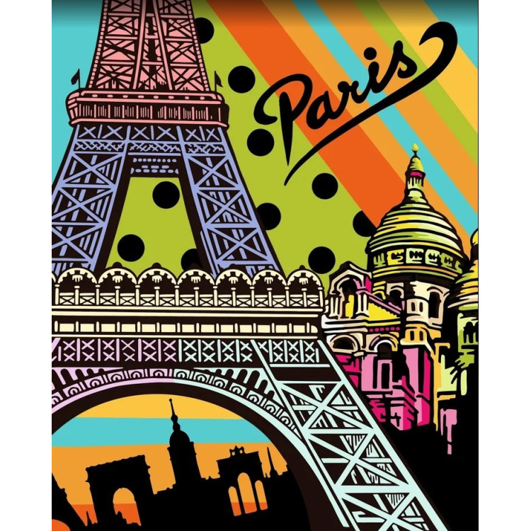 Картина Wizardi по номерам. Парижский поп-арт 40x50 см T012