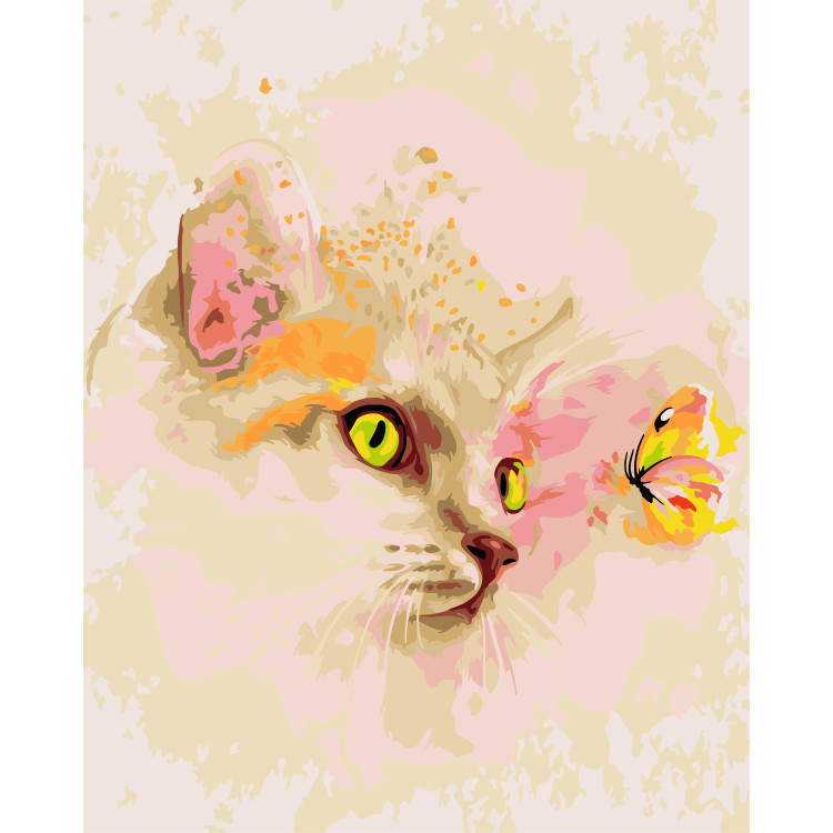 Набор для рисования по номерам Wizardi. Котёнок и бабочка 40х50 см T026