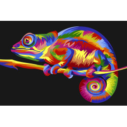 Wizardi painting by number kit.  Rainbow Chameleon  29,7x21cm WA4114
