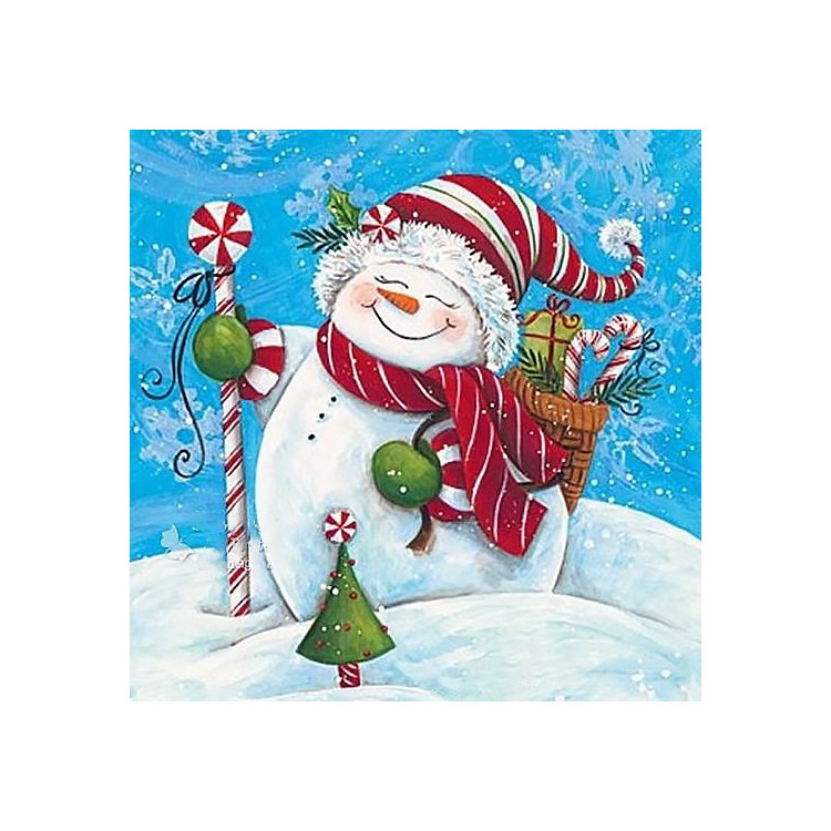 Снеговик с подарками 38*38 см WD2444
