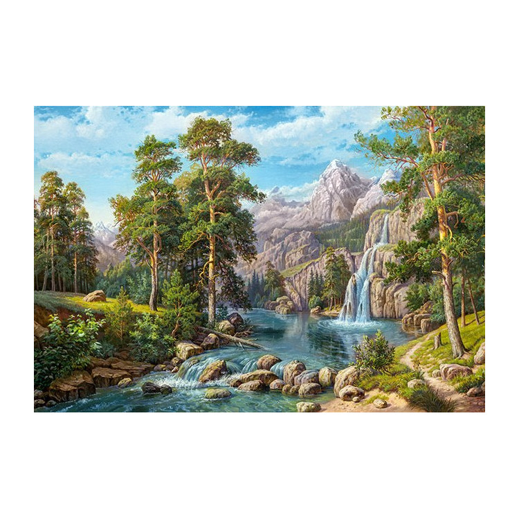(Auslaufmodell C) Landschaft mit Wasserfall 100x68 cm WD2459