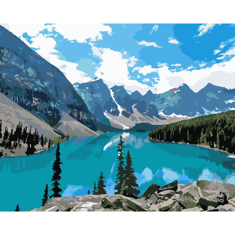 (Nutraukta) Wizardi Painting by Numbers Kit Mountain Lake 40x50 cm A018