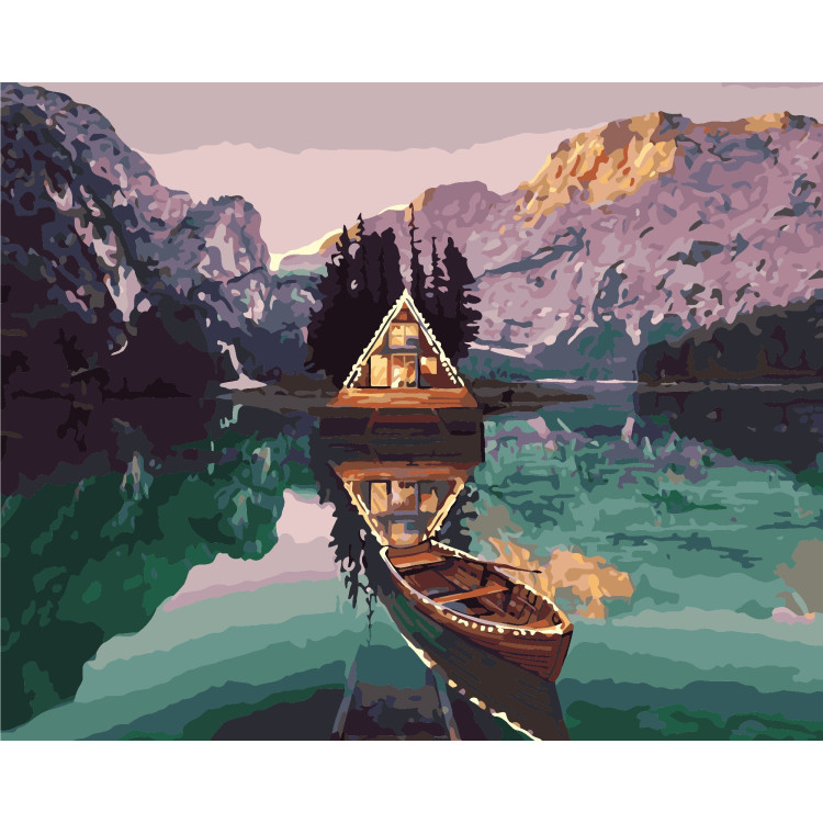 (Eingestellt) Wizardi Malen nach Zahlen Kit Alpenchalet 40x50 cm A040