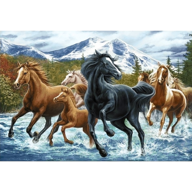 SALE (Discontinued) Horse Herd in the Mountains 100*68 cm WD2499