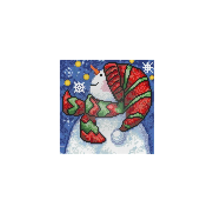 РАСПРОДАЖА (Снято с производства) Набор для алмазной живописи Новогодний Снеговик AZ-1264