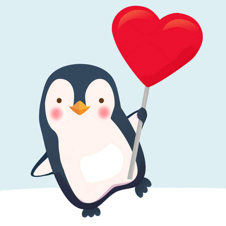 Влюбленный пингвин 20*20 WD3019