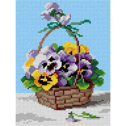 Tapestry canvas Pansies in a Basket 18x24 SA3385