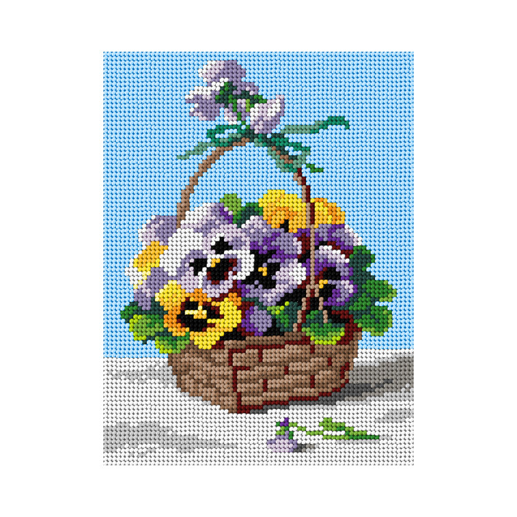 Tapestry canvas Pansies in a Basket 18x24 SA3385