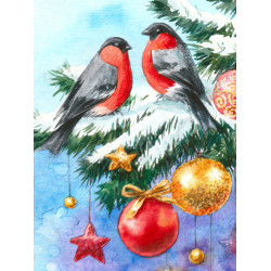 Bullfinches and Christmas tree 30*40 WD3040