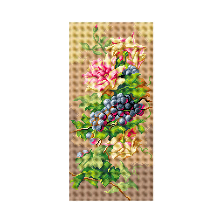 Tapestry canvas after Catherine Klein - Still Life of Roses with Grapes 24x51 SA3442