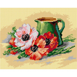 Tapestry canvas after Catherine Klein - Jug and Poppies 24x30 SA3439