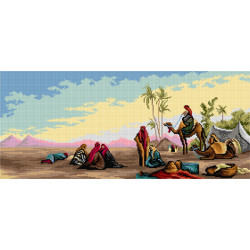 Гобеленовое полотно по мотивам Чарльза Теодора Фрера - Остановка в оазисе 30x70 SA3434