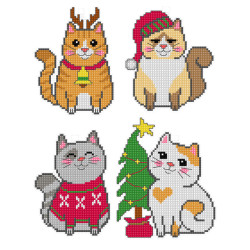 Набор для вышивки крестом Рождественские коты SA7689