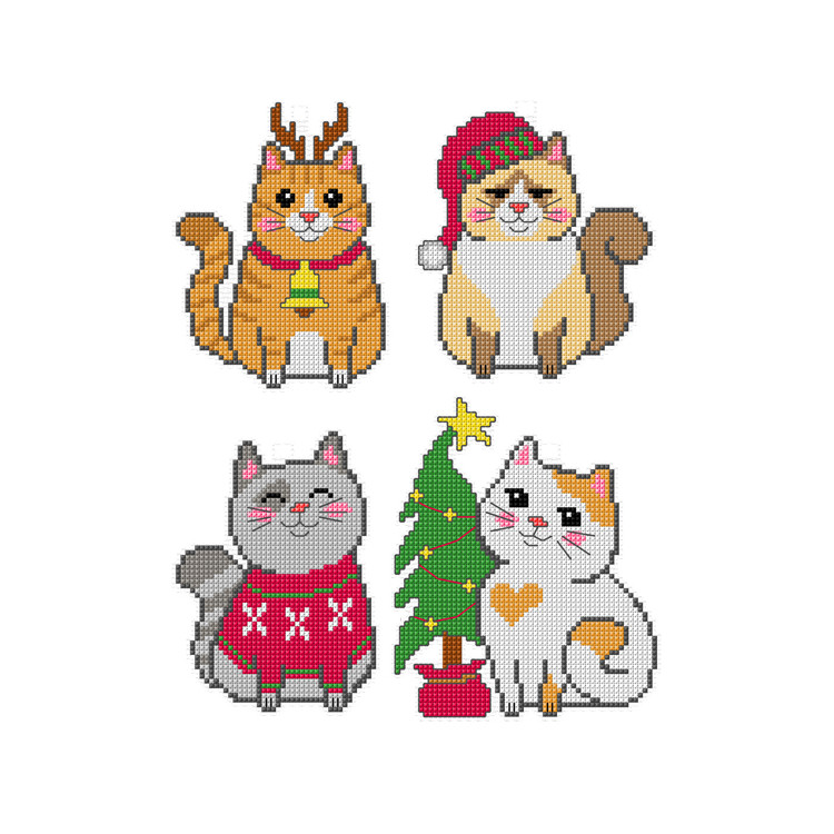 Siuvinėjimo kryželiu rinkinys Kalėdinės katės SA7689