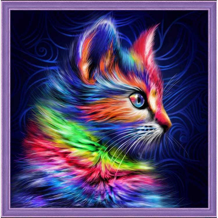 Разноцветный котенок 30*30 см AM1777