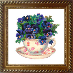 Deimantų tapybos rinkinys Gėlės puodelyje 25х25 cm AZ-1440