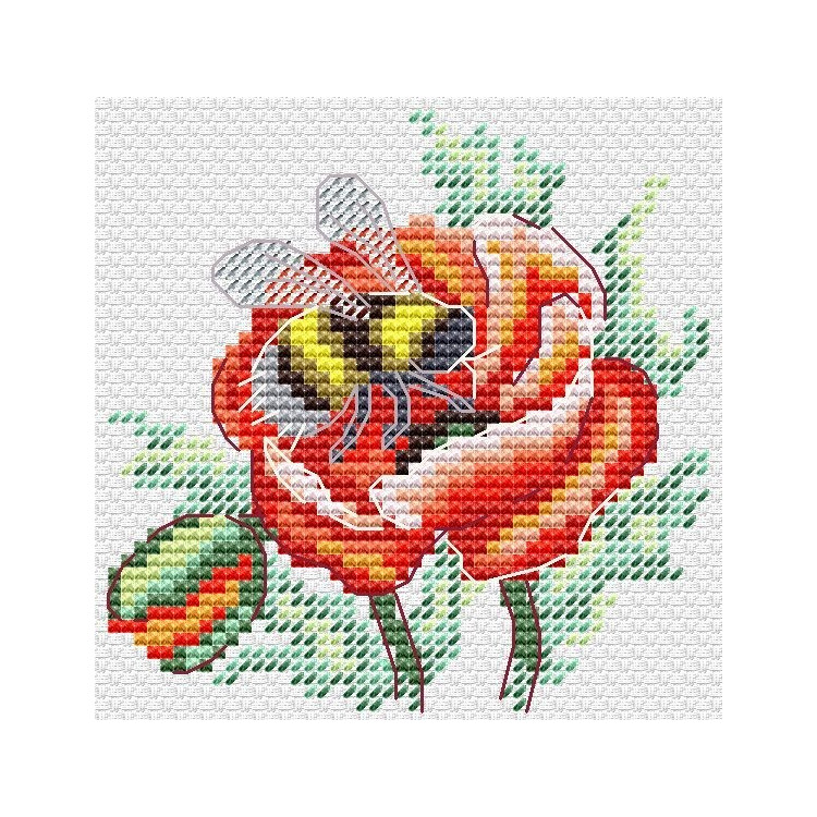 Cross-stitch kit "Poppy and bumblebee" SM-616