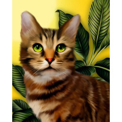Алмазная картина с подрамником "Зеленоглазый котенок" 40*50 см DP022