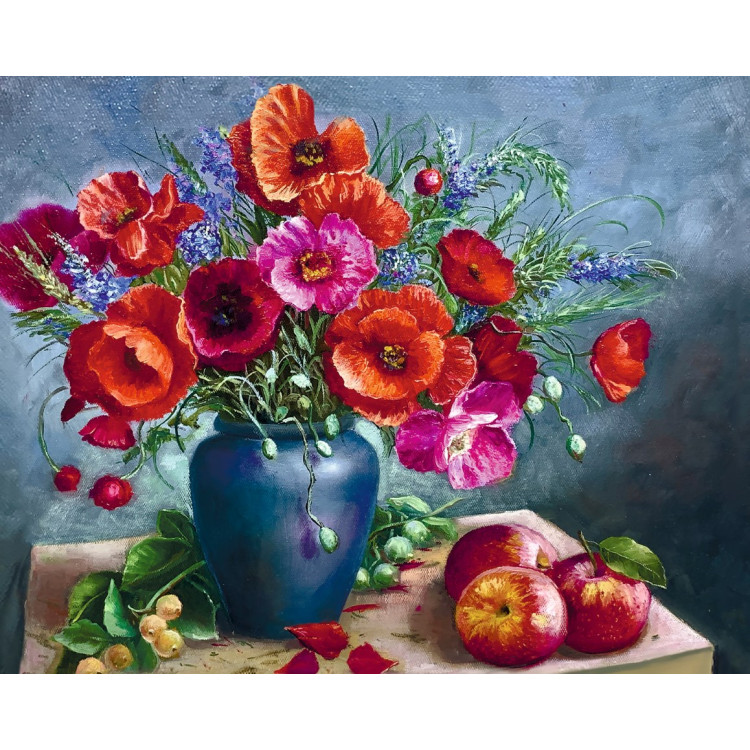 Diamond painting with subframe "Still life with poppies" 40*50 cm DP041