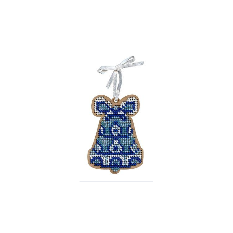 Cross-stitch on wooden base "Christmas tree toy. Frost bell" SO-069