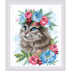 Cat in Flowers SR2088