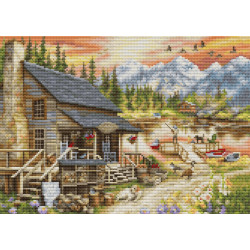 Cross stitch kit "Log Cabin General Store (small format version)" 30.5x22 cm SBU5020