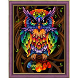 Diamond Painting kit "Rainbow Owl" 30x40 cm AM1726