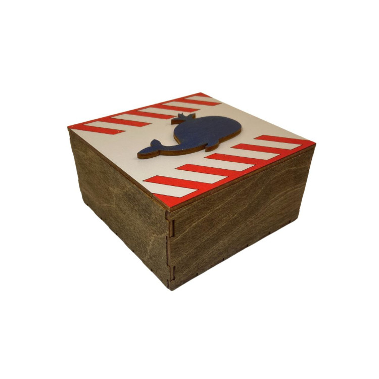 Wood box. Whale. 10,2*10,2*5,5 KF057/18