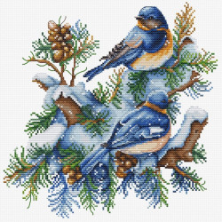 Siuvinėjimo kryžiumi rinkinys „The Birds-Winter“ 21 x 21 cm SB2418