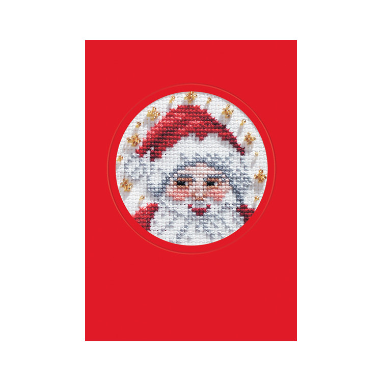 Handgefertigte Kreuzstichkarte „Lächelnder Weihnachtsmann“ SA6040